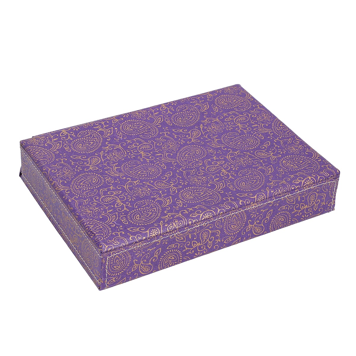Purple Bright Paisley Eco Leatherette Ring Box with Roll Storage image number 4