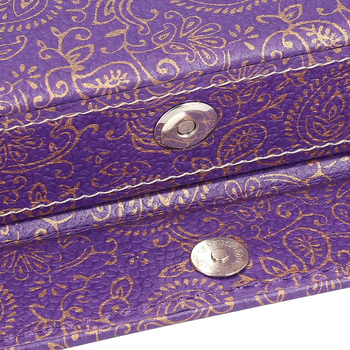 Purple Bright Paisley Eco Leatherette Ring Box with Roll Storage image number 5