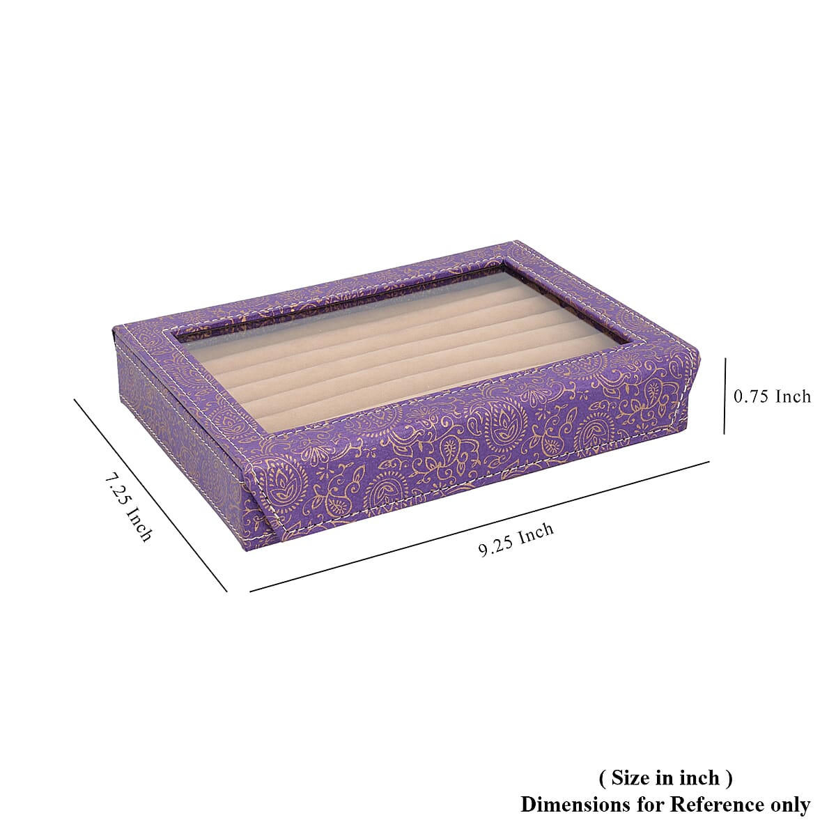 Purple Bright Paisley Eco Leatherette Ring Box with Roll Storage image number 6