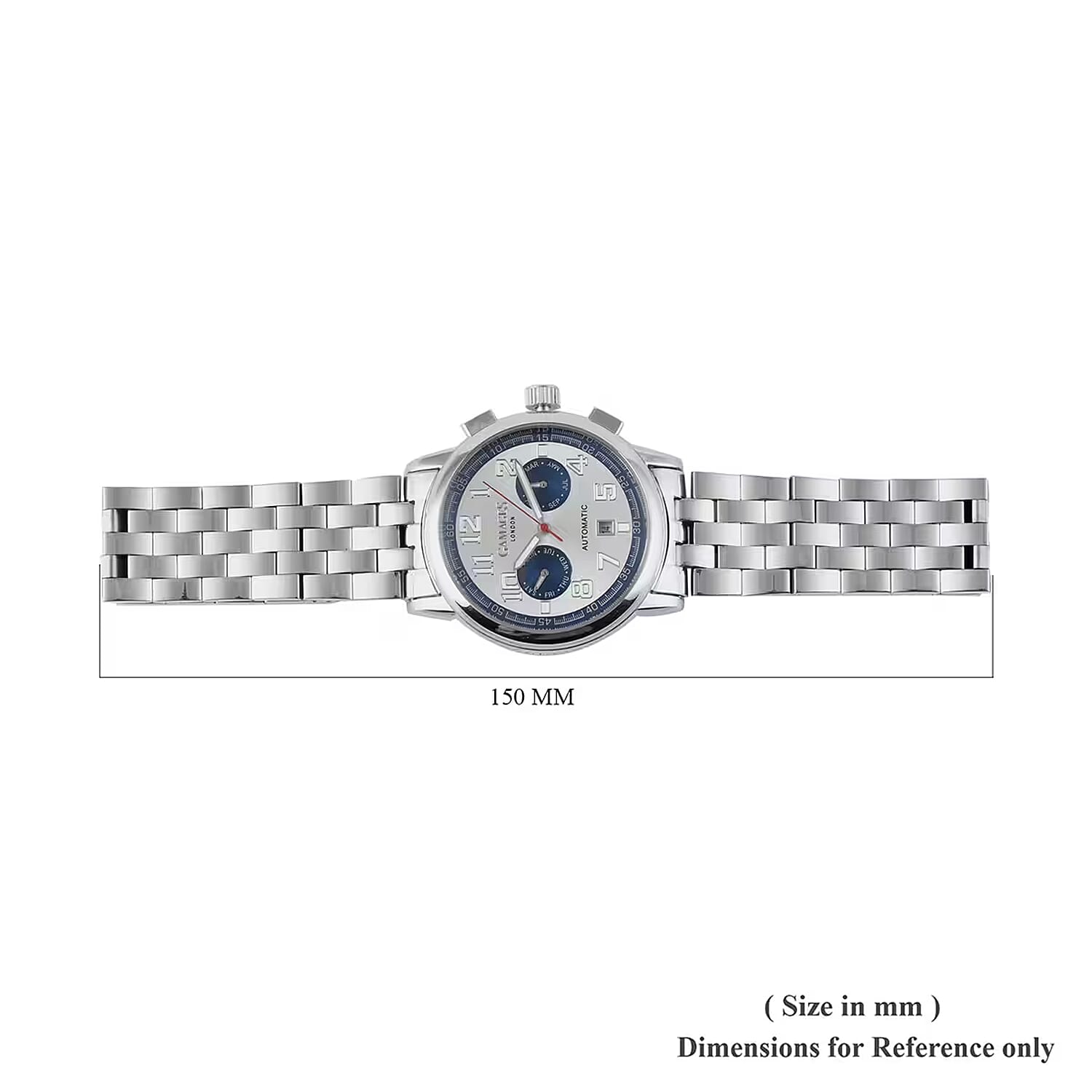GAMAGES OF LONDON Automatic Self Wind Movement Limited Edition Hand Assembled Triple Date Watch in Stainless Steel