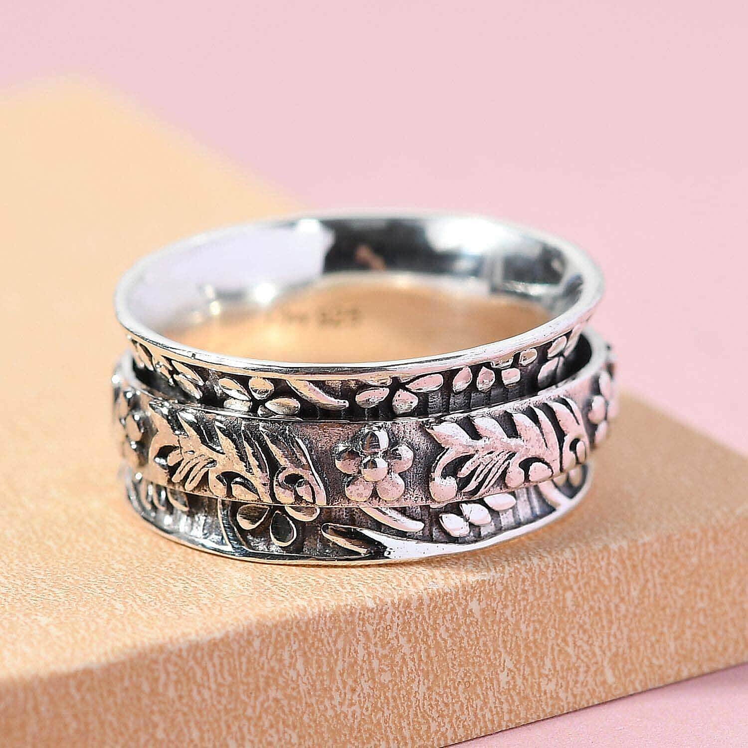D'Joy Sterling Silver Spinner Band Ring (Size 6.0) 6.35 Grams