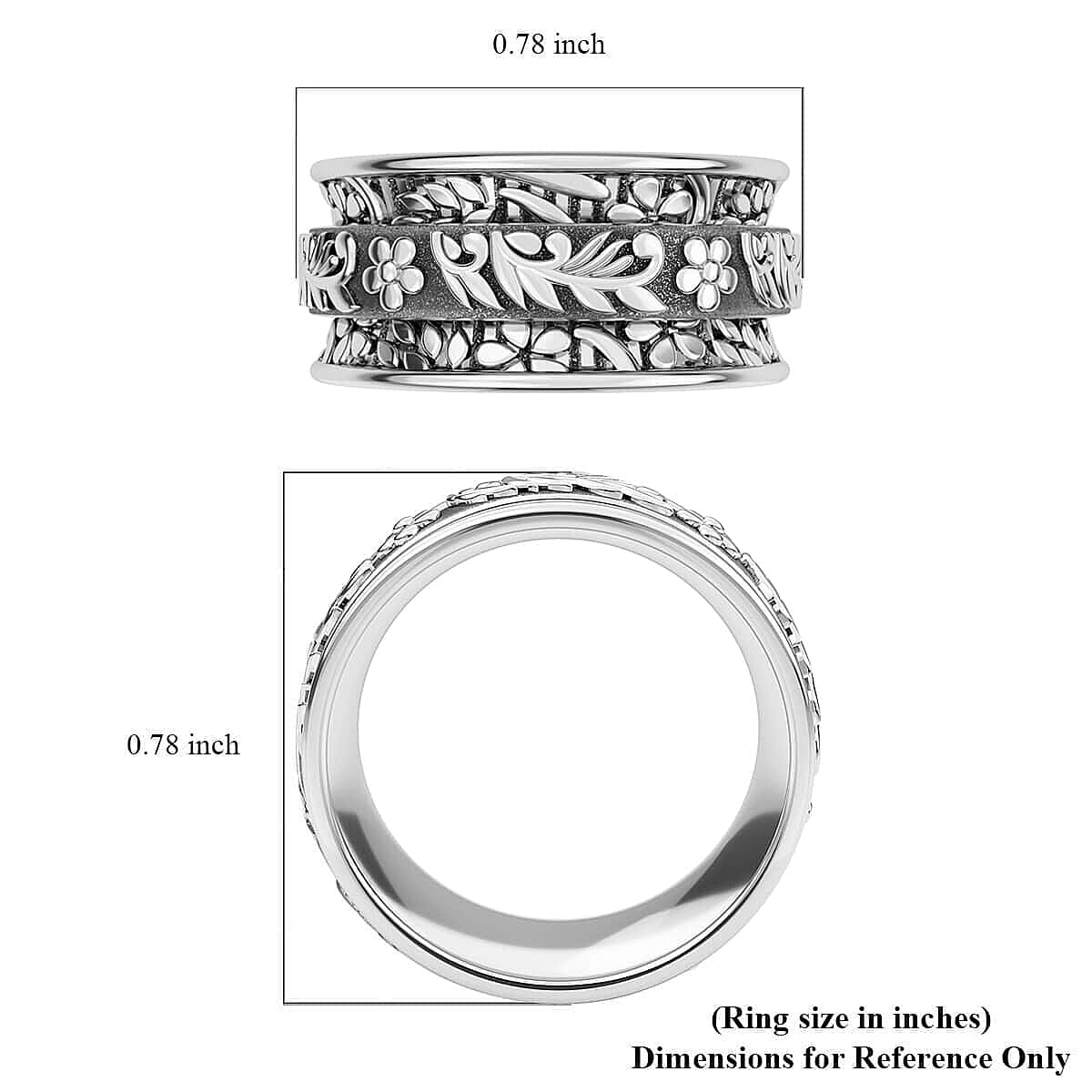 D'Joy Sterling Silver Spinner Band Ring (Size 6.0) 6.35 Grams image number 8