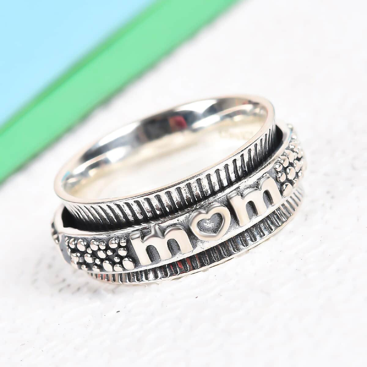 Spinner Ring in Black Oxidized 925 Sterling Silver, Promise Rings For Women, Band Rings For Gifts (Size 9.00) image number 1