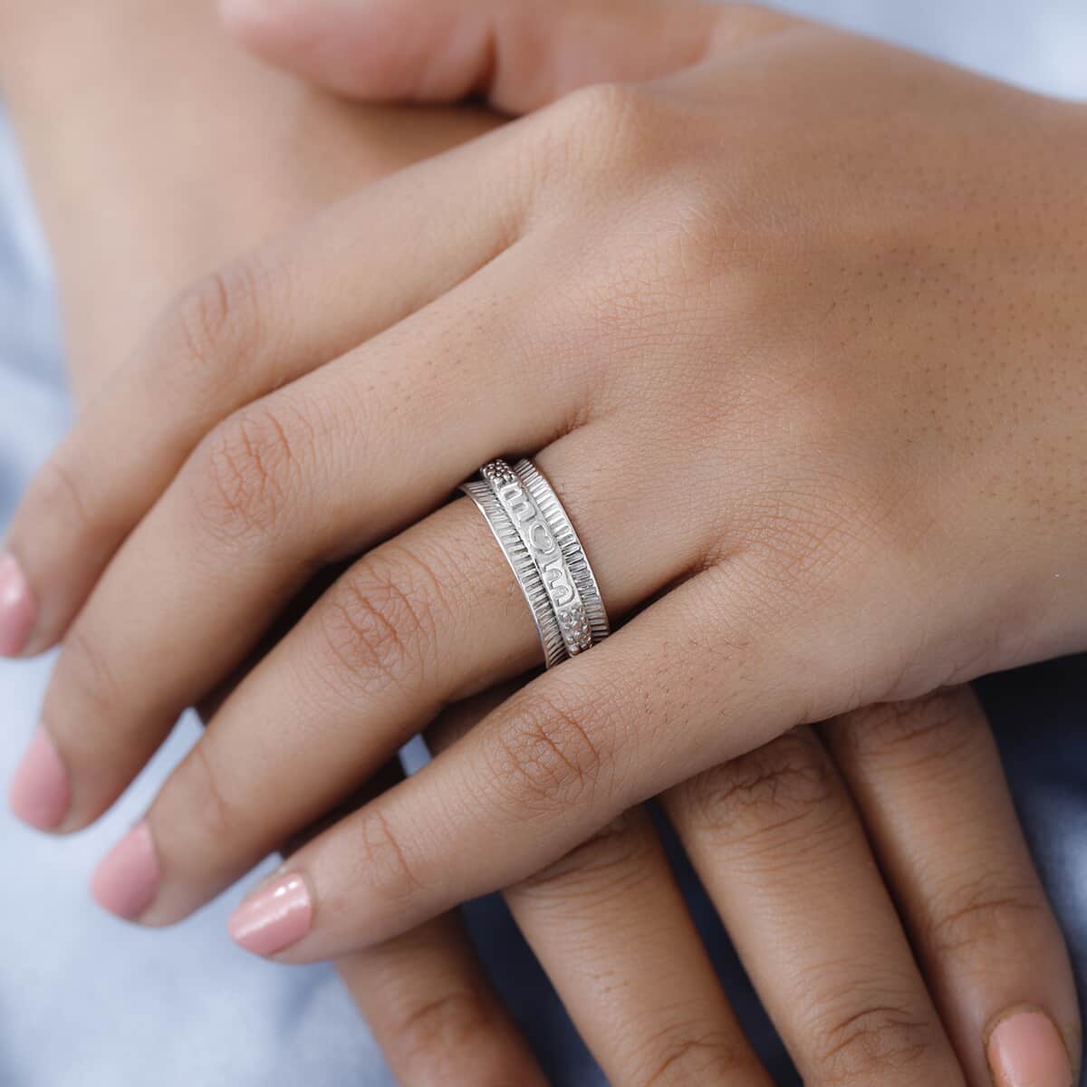 Spinner Ring in Black Oxidized 925 Sterling Silver, Promise Rings For Women, Band Rings For Gifts (Size 9.00) image number 2