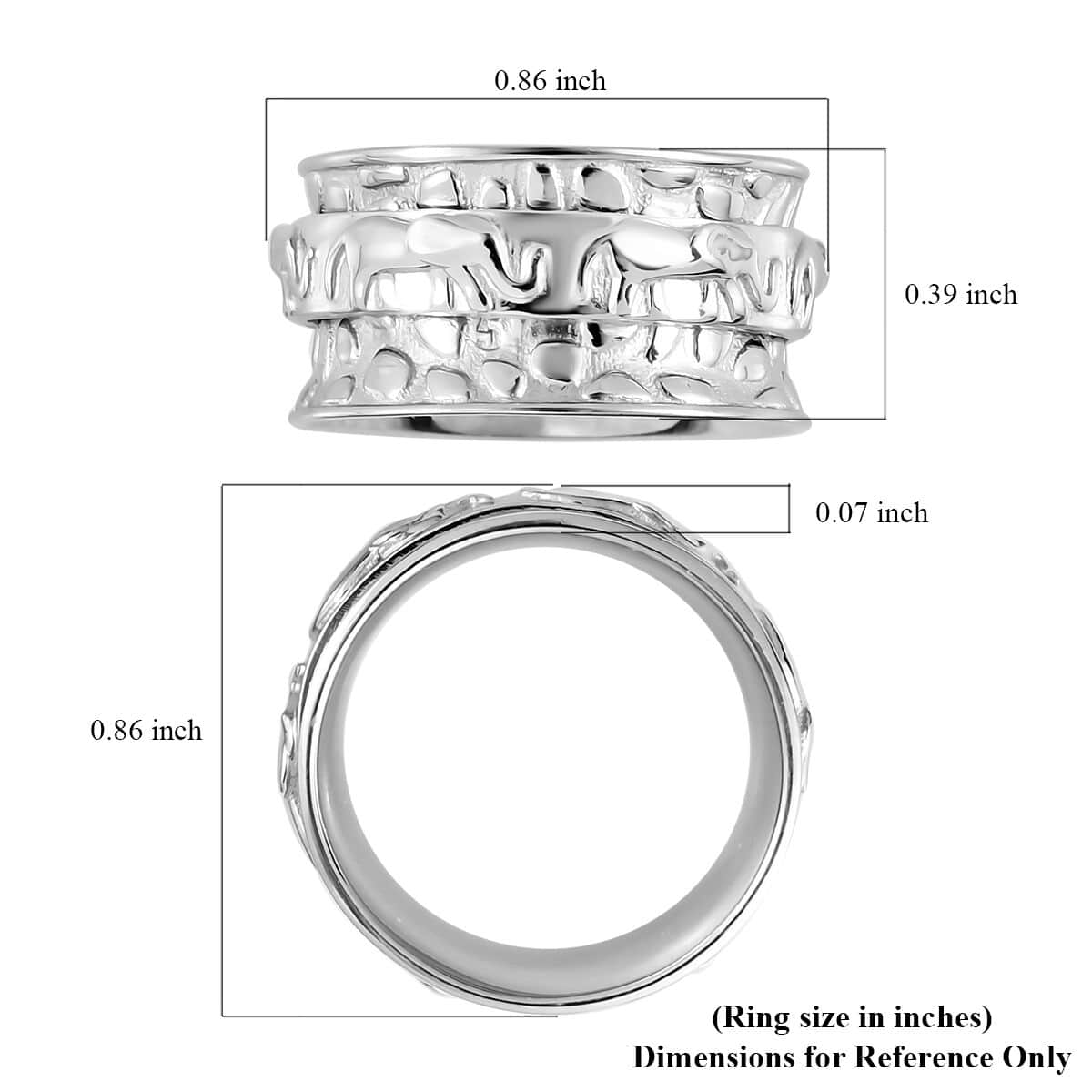 Elephant Spinner Ring in Sterling Silver (Size 10.0) 5 Grams image number 7