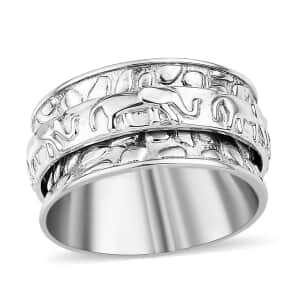 Sterling Silver Elephant Spinner Ring (Size 6.0) 5 Grams