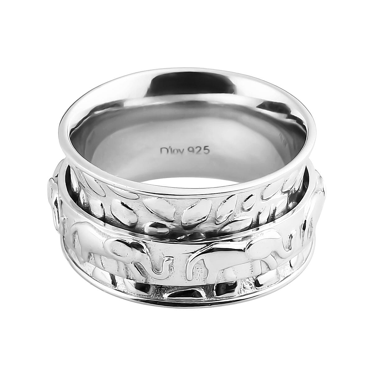 D'Joy Elephant Spinner Ring in Sterling Silver (S4ize 7.0) 5 Grams (Size 7)