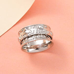 D'Joy Elephant Spinner Ring in Sterling Silver (Size 8.0) 5 Grams