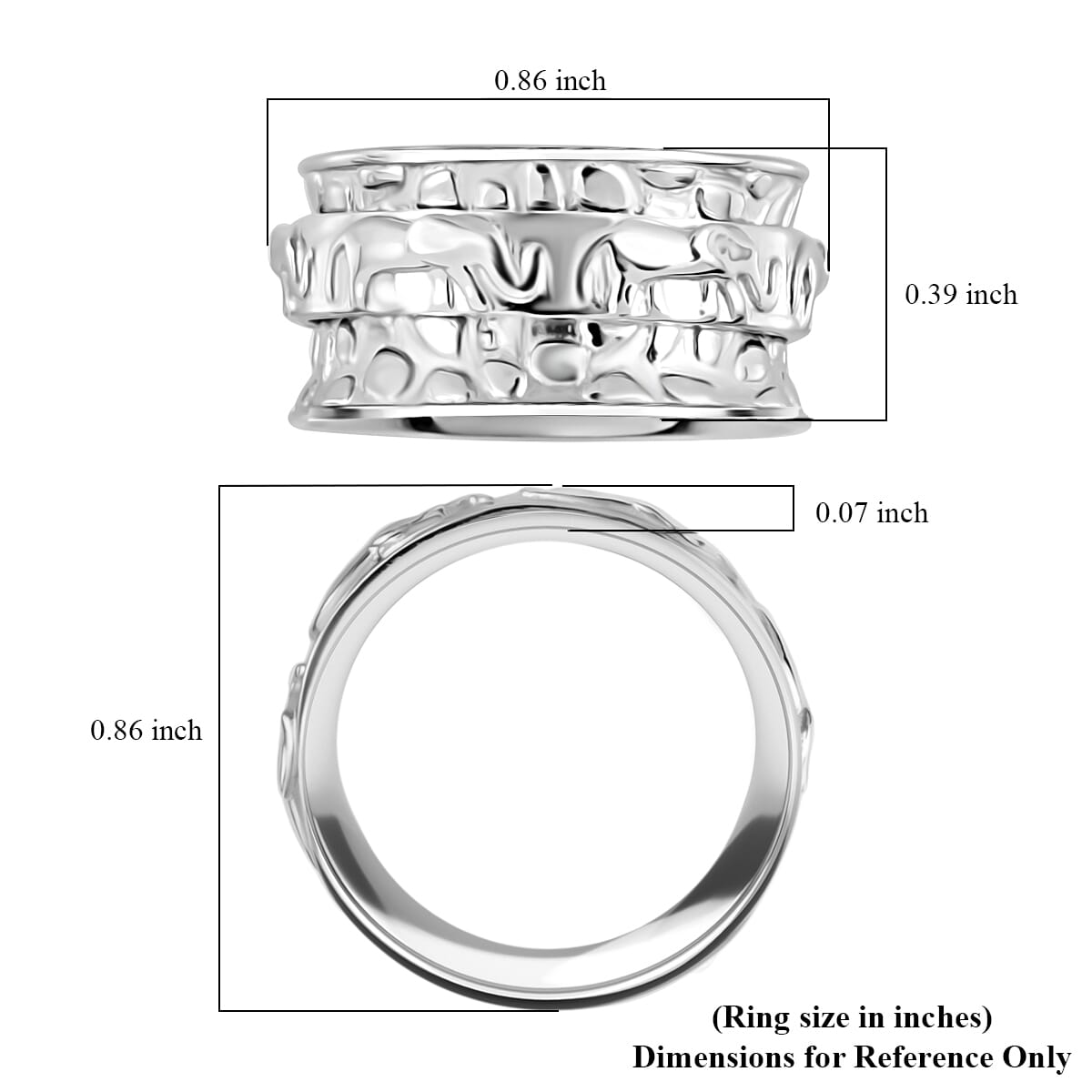 D'Joy Elephant Spinner Ring in Sterling Silver (Size 8.0) 5 Grams image number 8
