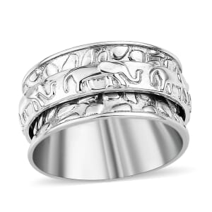 Elephant Spinner Ring in Sterling Silver (Size 9.0) 5 Grams