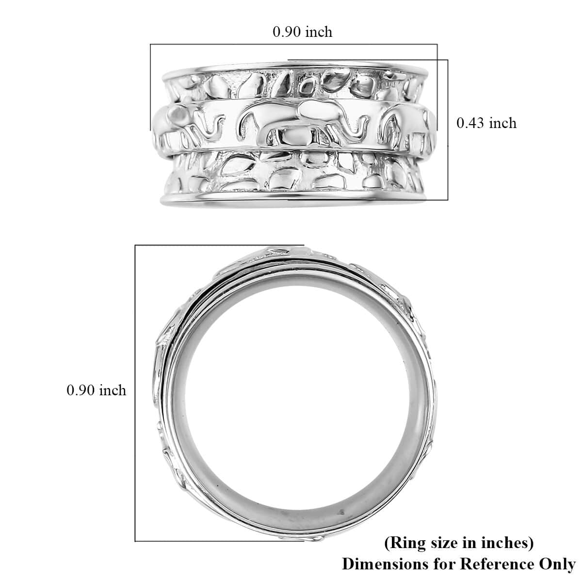 Elephant Spinner Ring in Sterling Silver (Size 9.0) 5 Grams image number 5