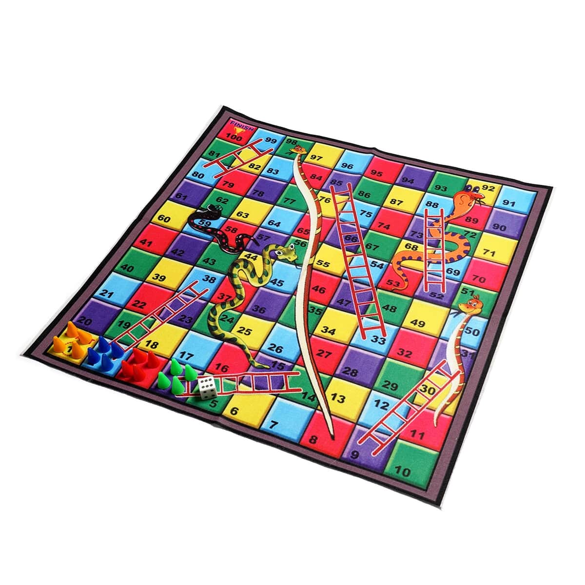 Set of 2 Polyester Chess, Snake and Ladder Printed Board Games Mat with Token and Bag image number 3