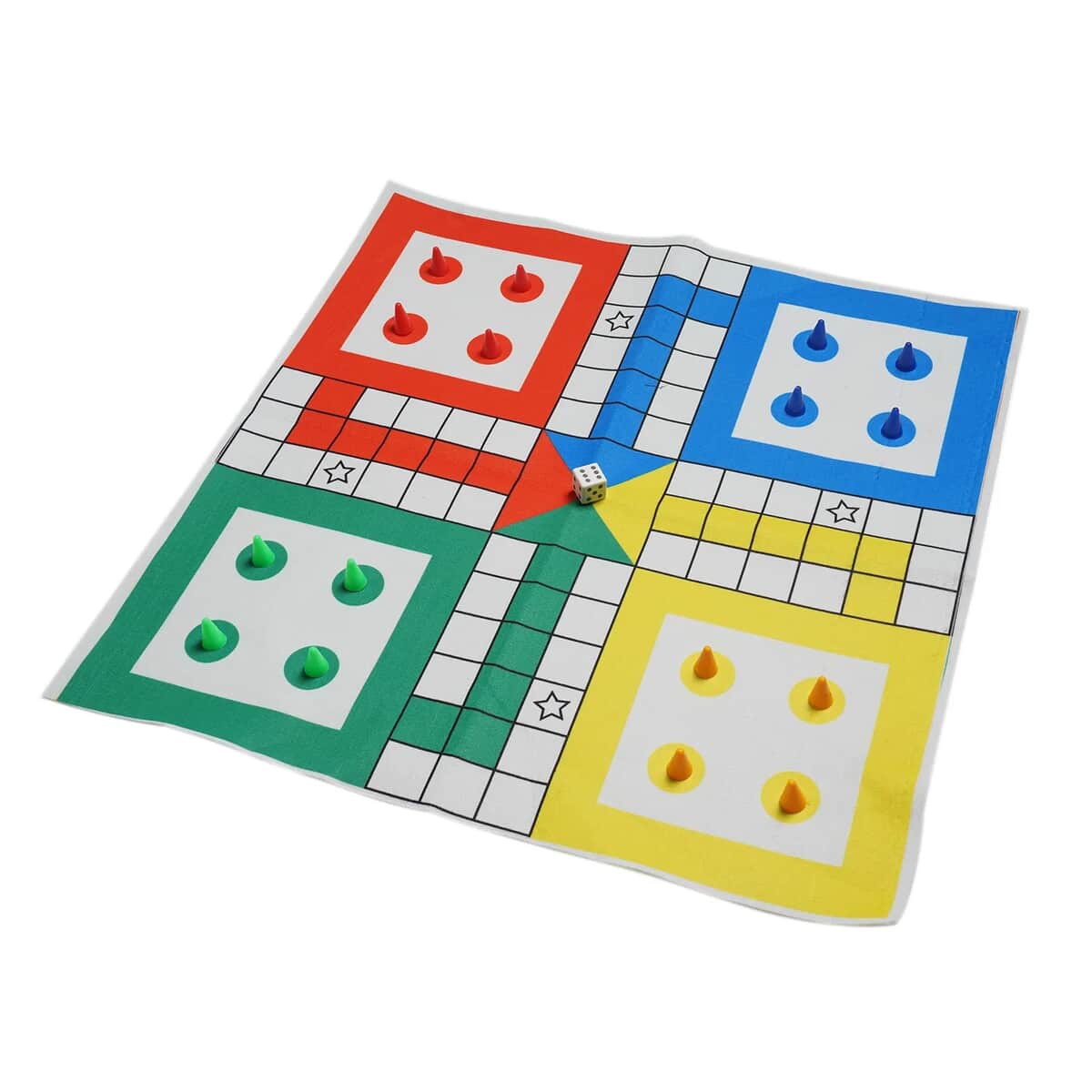 Set of 4 Polyester Chess, Snake, Ladder, Ludo and Checker Printed Board Games Mat with Token and Bag image number 4