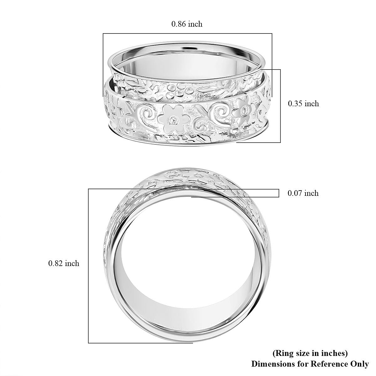 D'Joy Sterling Silver Ring (Size 7.0) 5.47 Grams
