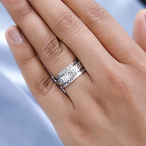 D'Joy Sterling Silver Floral Spinner Band Ring (Size 8.0) 4.75 Grams