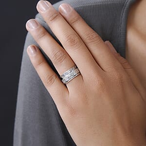 D'Joy Sterling Silver Floral Spinner Band Ring (Size 8.0) 4.75 Grams