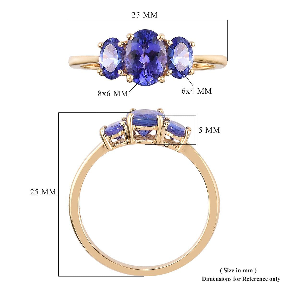 ILIANA 2.30 ctw AAA Tanzanite Trilogy Ring in 18K Yellow Gold with Appraised Certificate 3 Grams image number 5