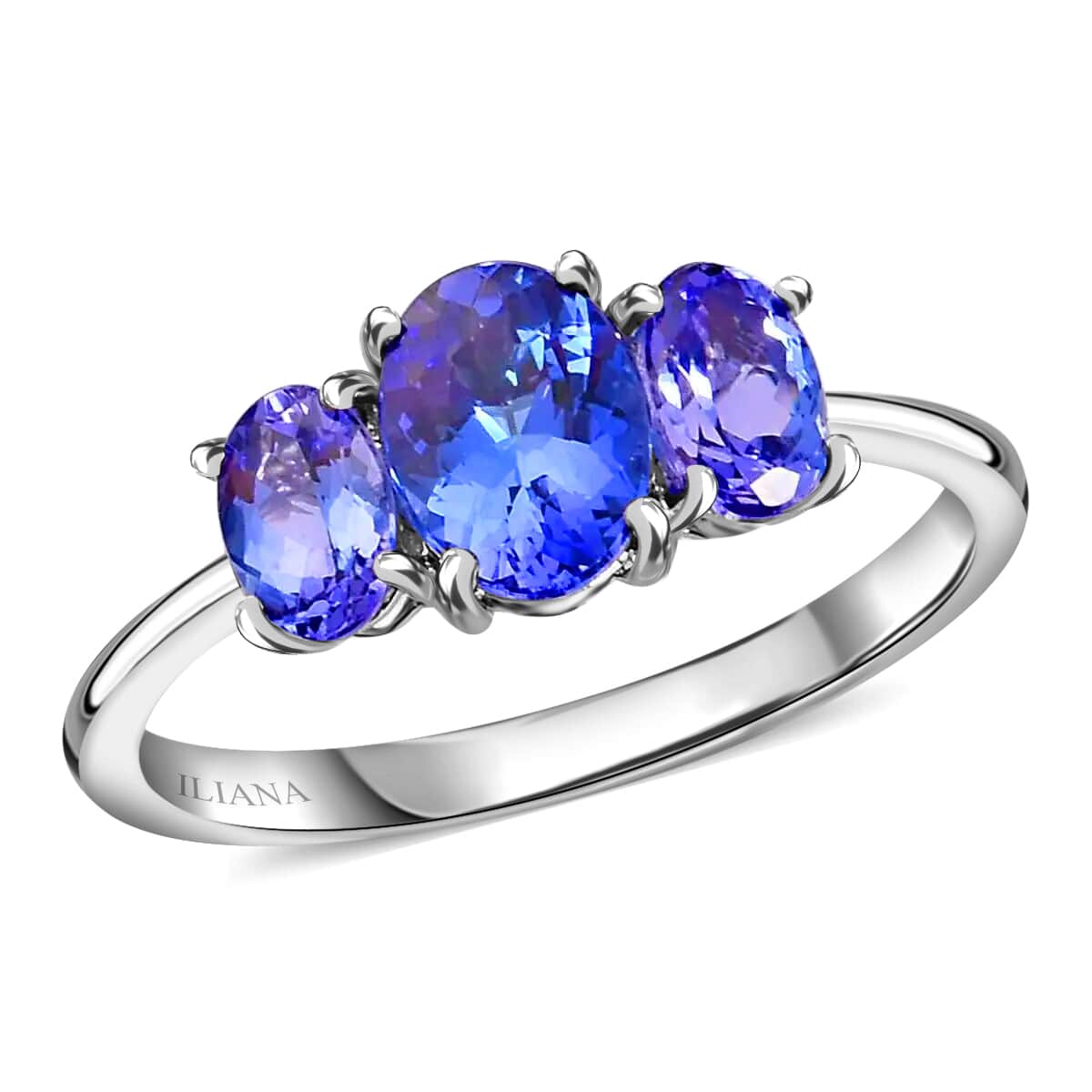 Iliana 18K White Gold AAA Tanzanite Trilogy Ring (Size 9.0) 2.30 ctw image number 0