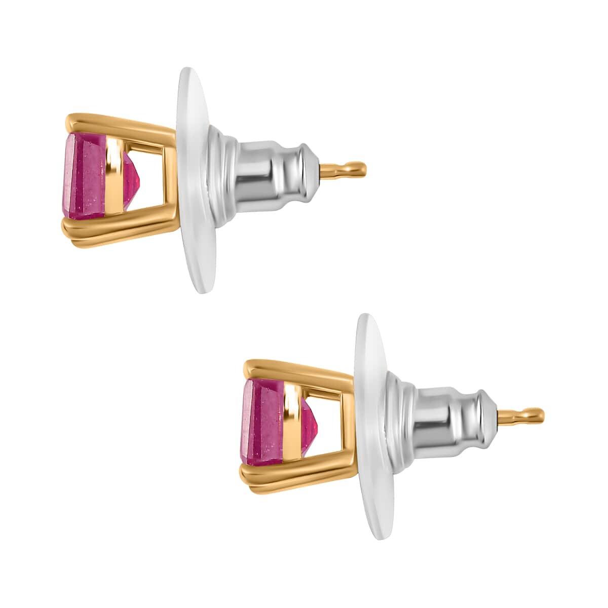 Asscher Cut Niassa Ruby (FF) Earrings in 14K Yellow Gold Over Sterling Silver 3.30 ctw image number 4