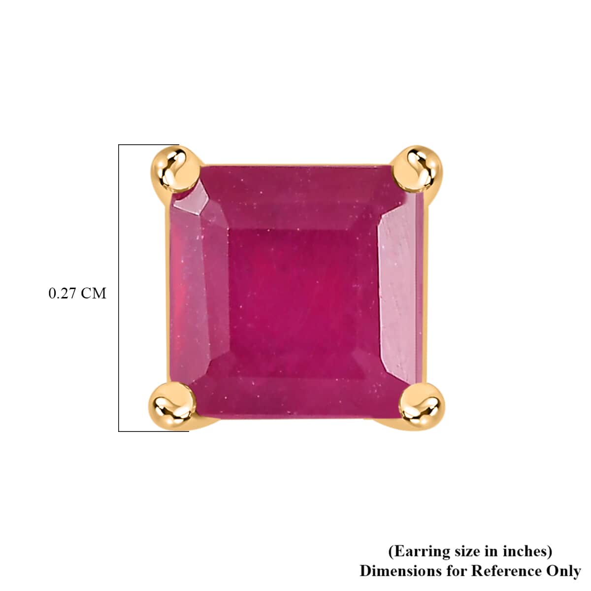 Asscher Cut Niassa Ruby (FF) Earrings in 14K Yellow Gold Over Sterling Silver 3.30 ctw image number 5