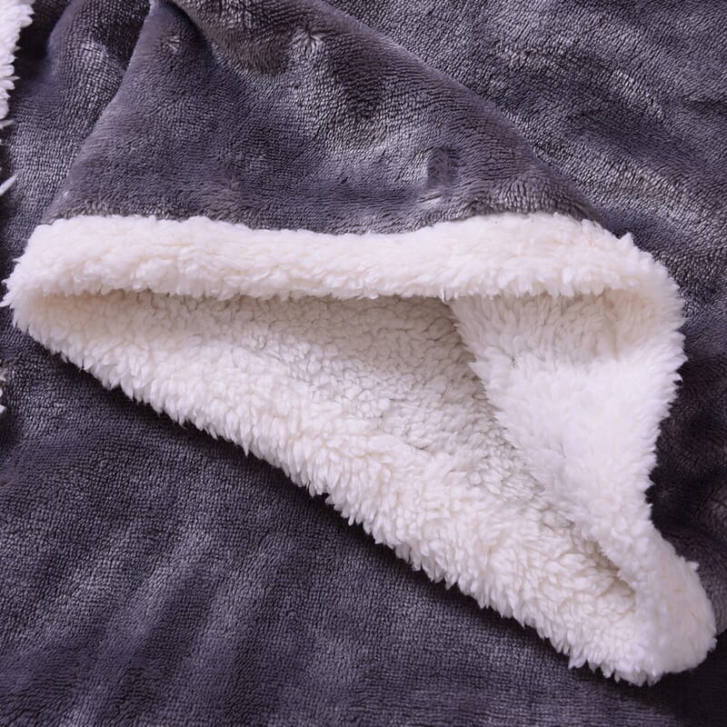 Homesmart Gray Super Soft Flannel-Sherpa TV Blanket with Hood (100% Polyester)
