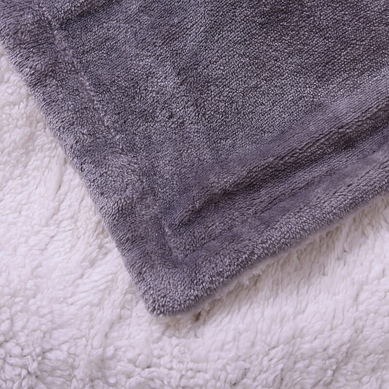 Homesmart Gray Super Soft Flannel-Sherpa TV Blanket with Hood (100% Polyester)