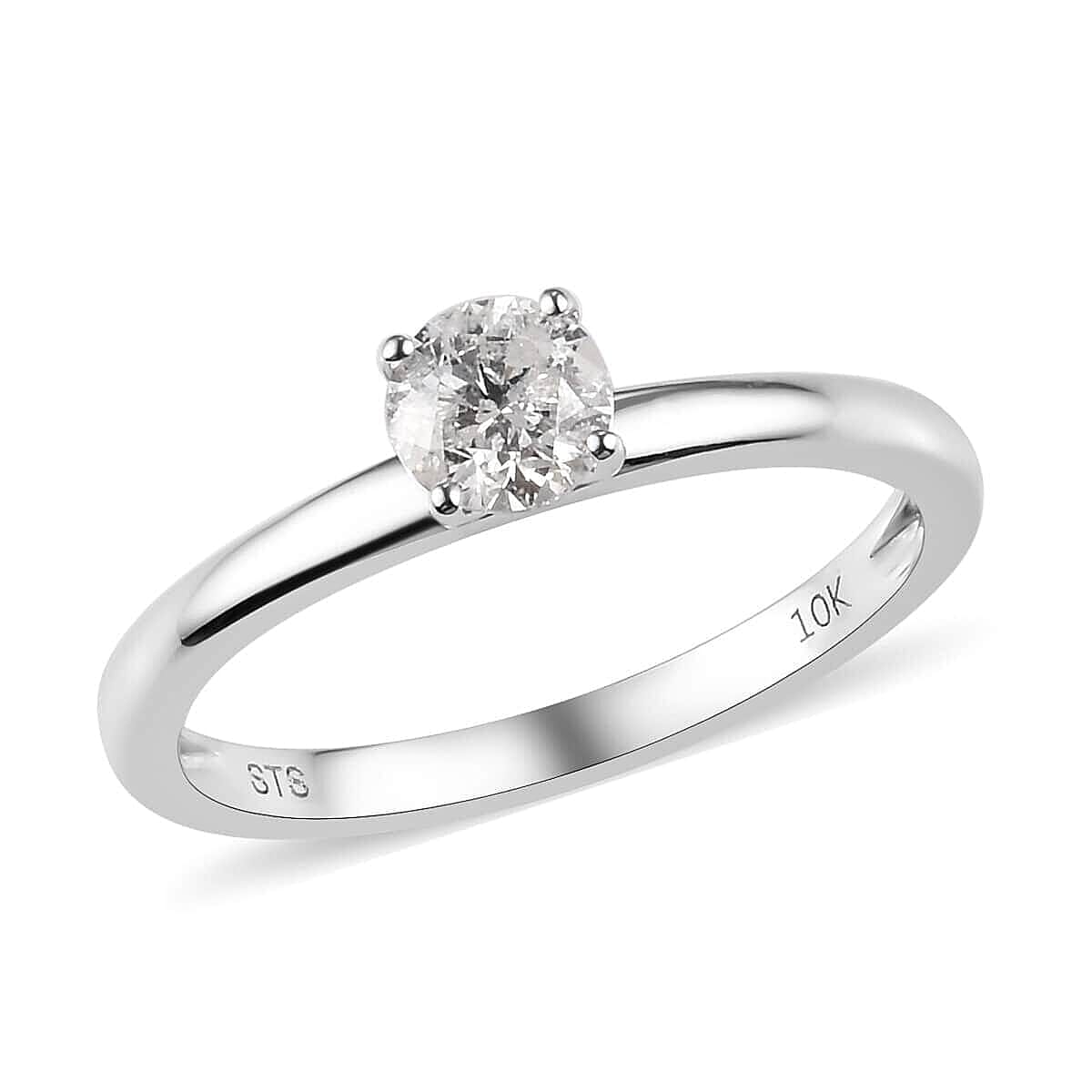 10K White Gold Diamond (G-H, I3) Ring (Size 7.0) (2 g) 0.50 ctw