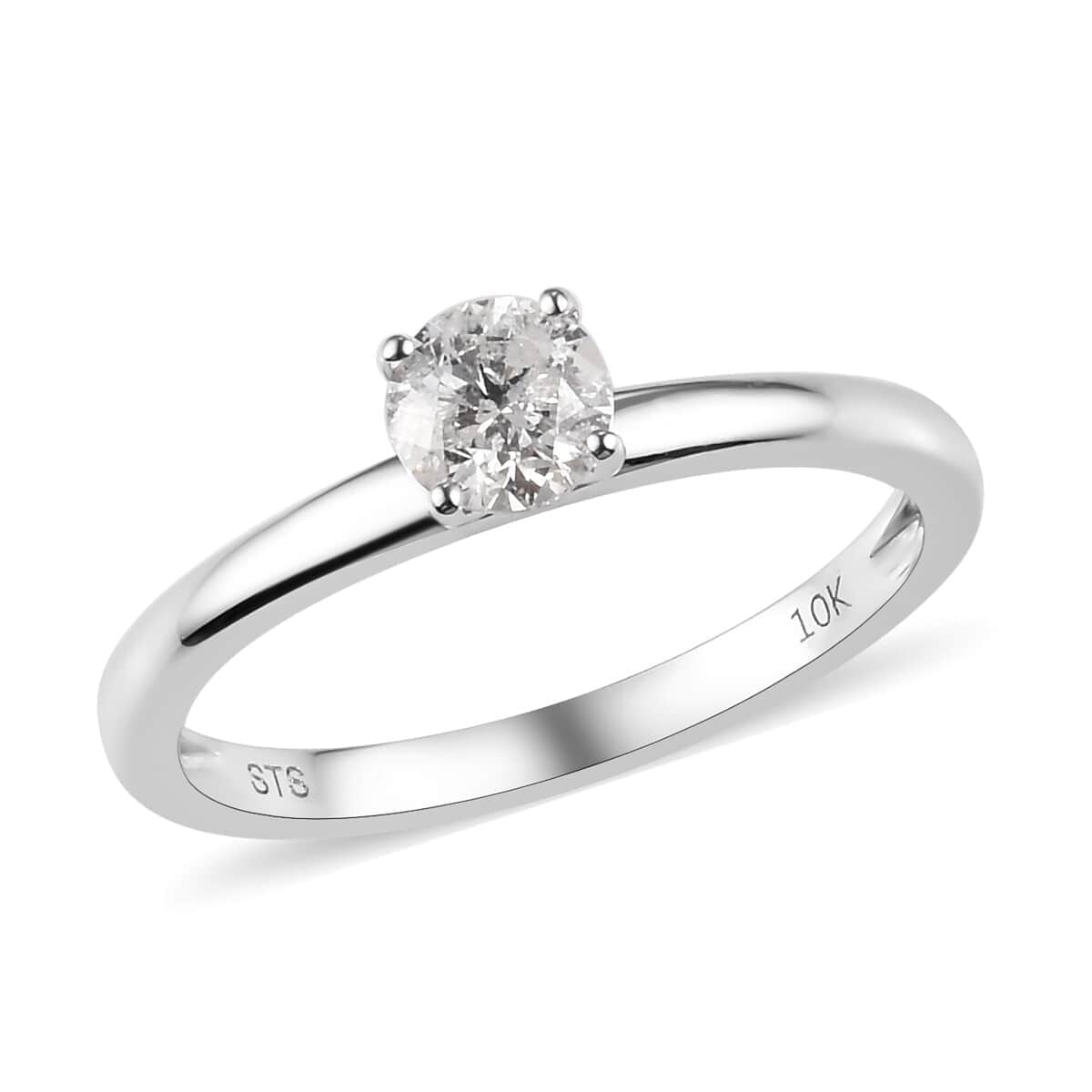 10K White Gold G-H I3 Diamond Ring (Size 8.0) 2 Grams 0.50 ctw image number 0