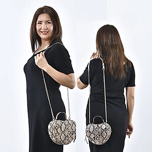 Khaki Snakeskin Patten Faux Leather Heart Shape Embroidery Crossbody Bag for Women, Crossbody Purse, Designer Crossbody, Shoulder Handbags