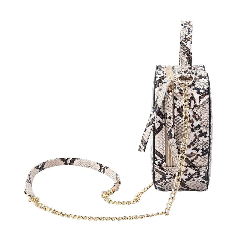 Khaki Snakeskin Patten Faux Leather Heart Shape Embroidery Crossbody Bag for Women, Crossbody Purse, Designer Crossbody, Shoulder Handbags