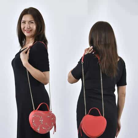 Women's Heart Shape Embroidery Crossbody Bag