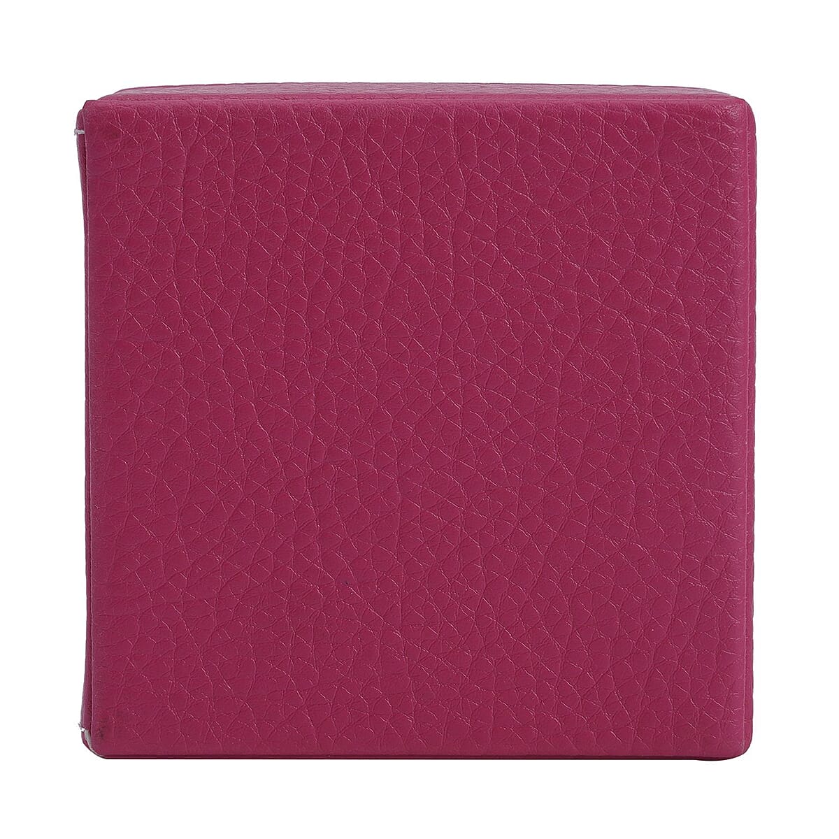Simulated Pearl Fuchsia Crocodile Pattern Faux Leather Mini Travel Jewelry Box (4x4) image number 4