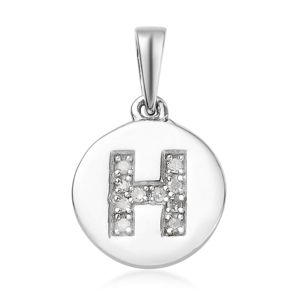Lolos Exclusive Pick's Diamond Initial H Pendant in Platinum Over Sterling Silver 0.06 ctw image number 0
