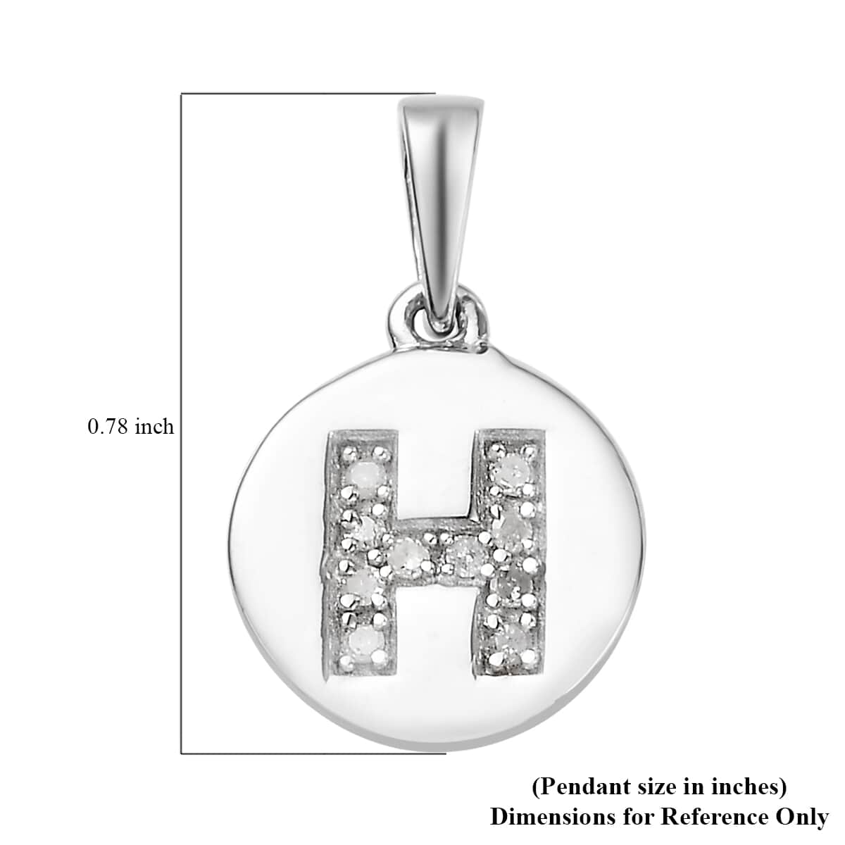 Lolos Exclusive Pick's Diamond Initial H Pendant in Platinum Over Sterling Silver 0.06 ctw image number 5