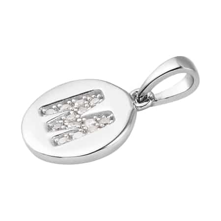 Lolos Exclusive Pick's Diamond Initial M Pendant in Platinum Over Sterling Silver 0.10 ctw image number 3