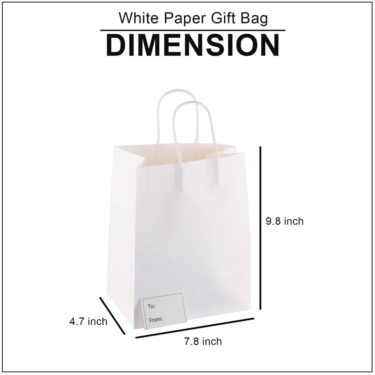 White Paper Gift Bag with 3 Multi Color Tissue Paper Sheets and Note Card image number 3