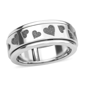 D'Joy Heart Spinner Ring in Sterling Silver, Anxiety Ring for Women, Fidget Rings for Anxiety for Women, Stress Relieving Anxiety Ring, Promise Rings (Size 10.0) (4.50 g)