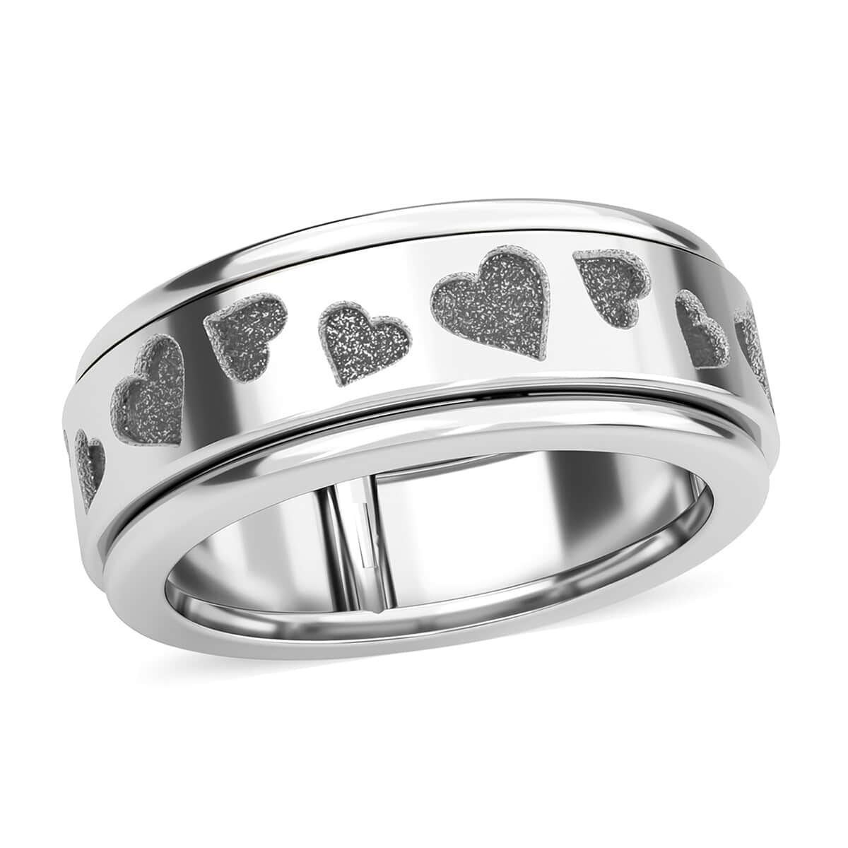 Sterling Silver Heart Spinner Ring, Anxiety Ring for Women, Fidget Rings for Anxiety for Women, Stress Relieving Anxiety Ring, Promise Rings (Size 10.0) (4.50 g) image number 0