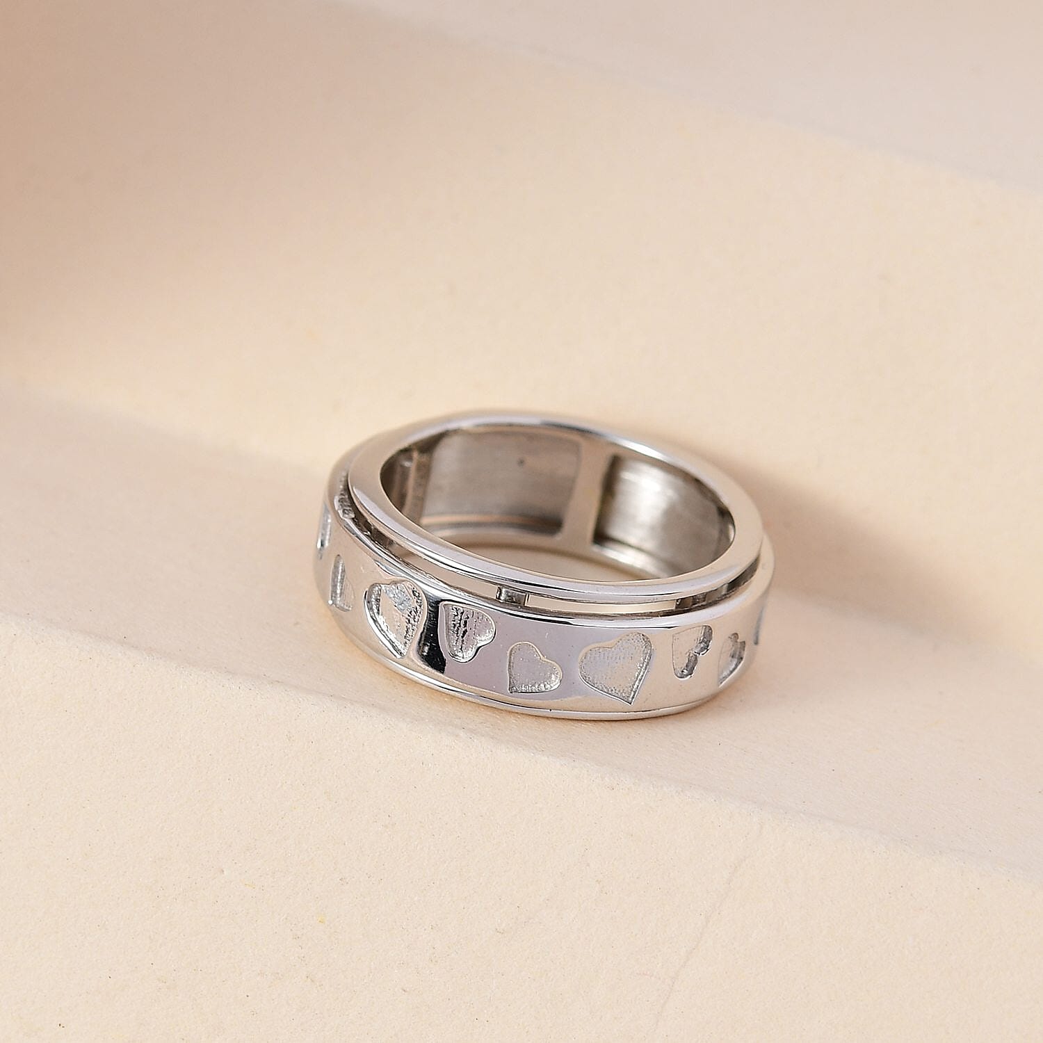 D'Joy Heart Spinner Ring in Sterling Silver (Size 10.0)
