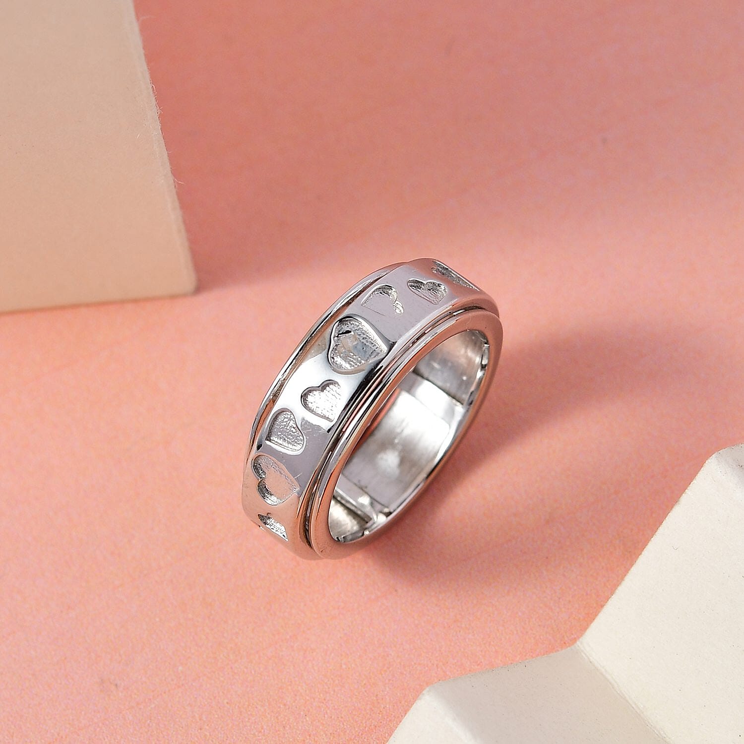 D'Joy Heart Spinner Ring in Sterling Silver (Size 10.0)