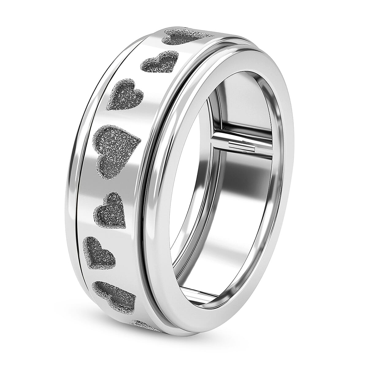 D'Joy Heart Spinner Ring in Sterling Silver (Size 10.0)