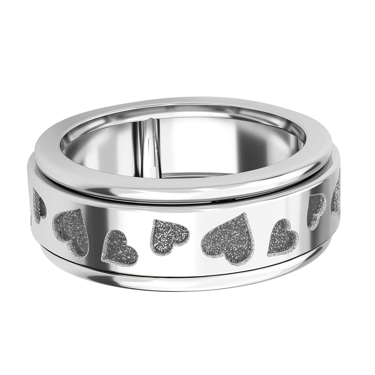 Sterling Silver Heart Spinner Ring, Anxiety Ring for Women, Fidget Rings for Anxiety for Women, Stress Relieving Anxiety Ring, Promise Rings (Size 10.0) (4.50 g) image number 6