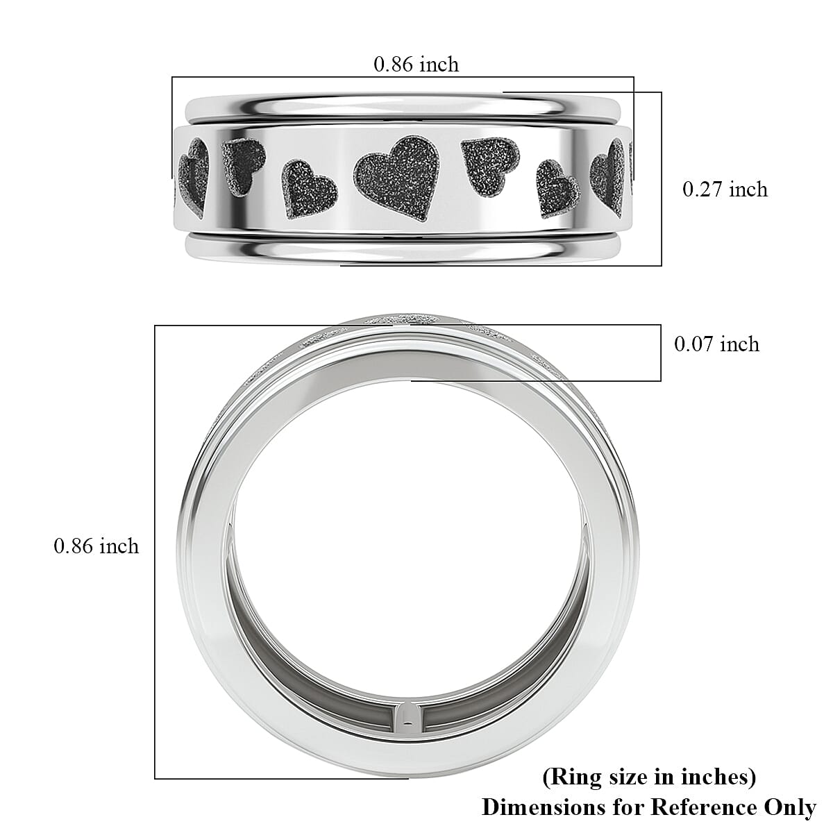 D'Joy Heart Spinner Ring in Sterling Silver (Size 10.0)