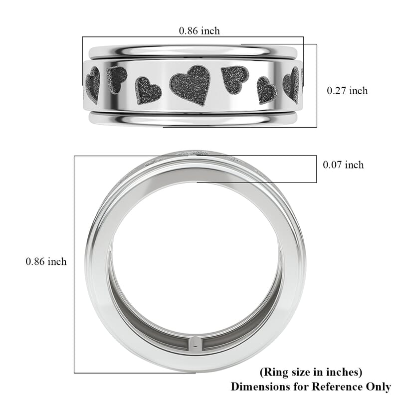 D'Joy Heart Spinner Ring in Sterling Silver (Size 10.0)