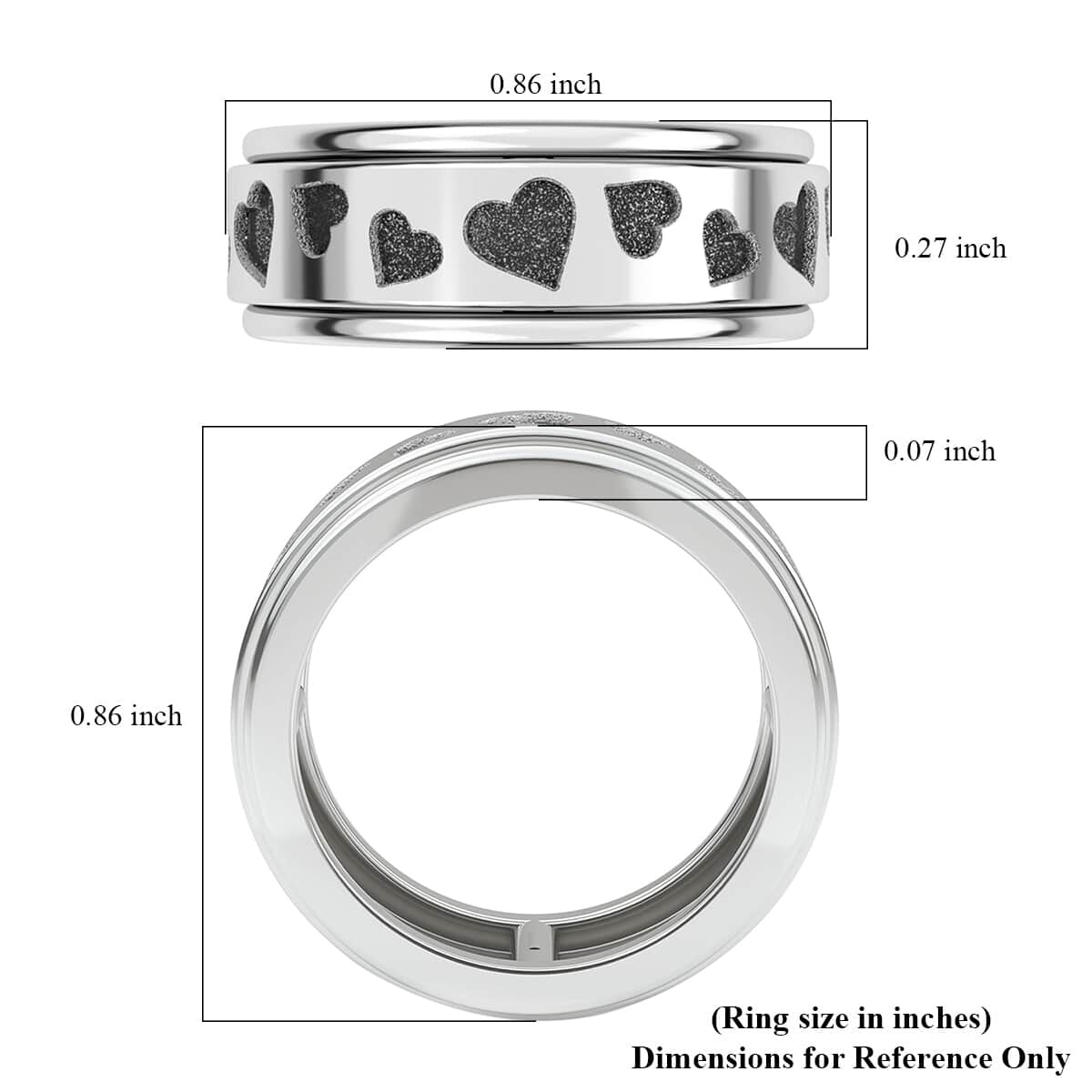 Sterling Silver Heart Spinner Ring, Anxiety Ring for Women, Fidget Rings for Anxiety for Women, Stress Relieving Anxiety Ring, Promise Rings (Size 10.0) (4.50 g) image number 7