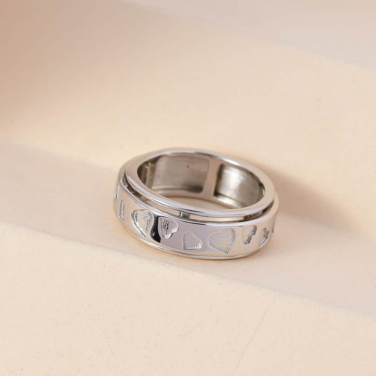 Heart Spinner Ring in Sterling Silver, Anxiety Ring for Women, Fidget Rings for Anxiety for Women, Stress Relieving Anxiety Ring, Promise Rings (Size 5.0) (4.50 g) image number 3