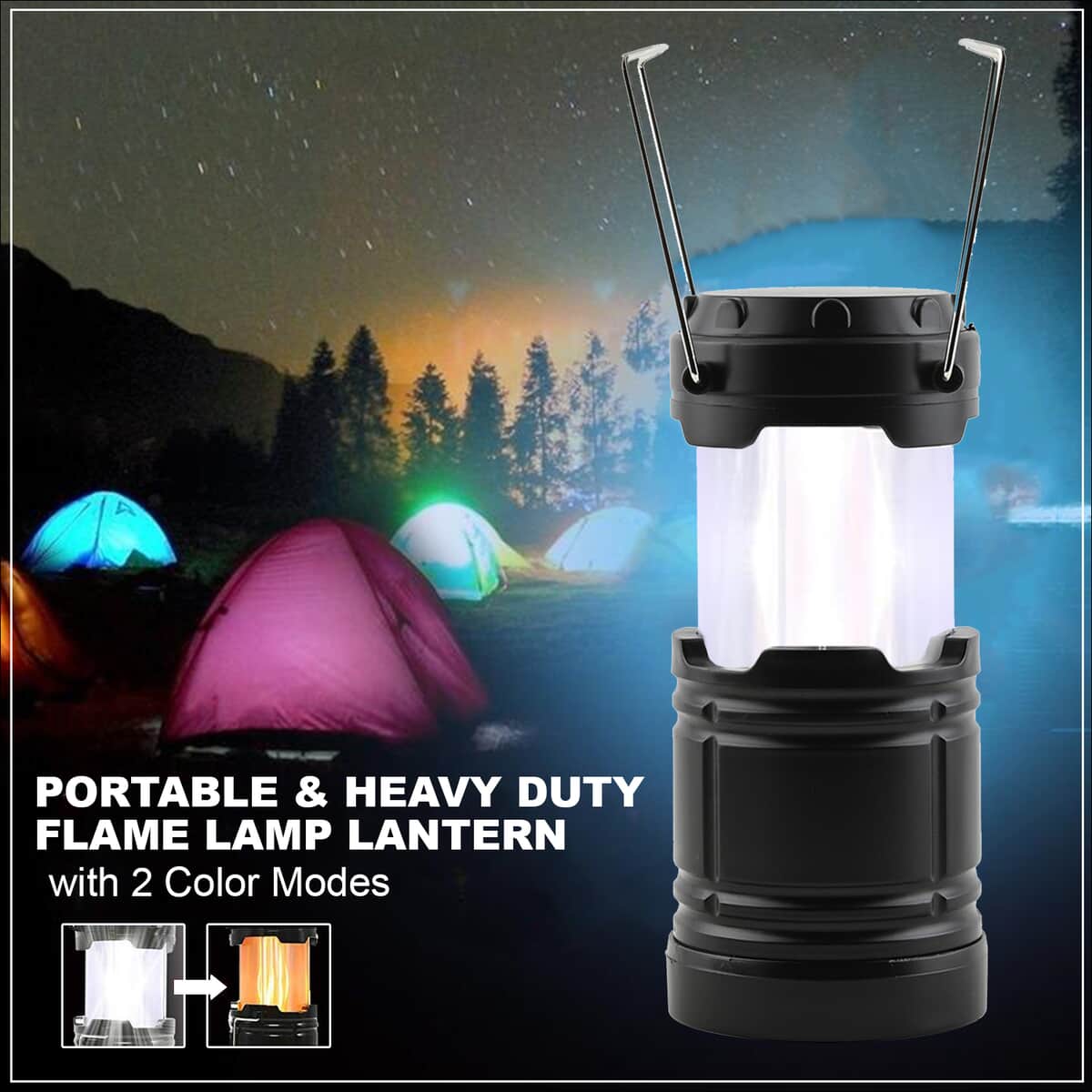 Portable & Heavy Duty Flame Lamp Lantern with 2 Color Modes image number 1