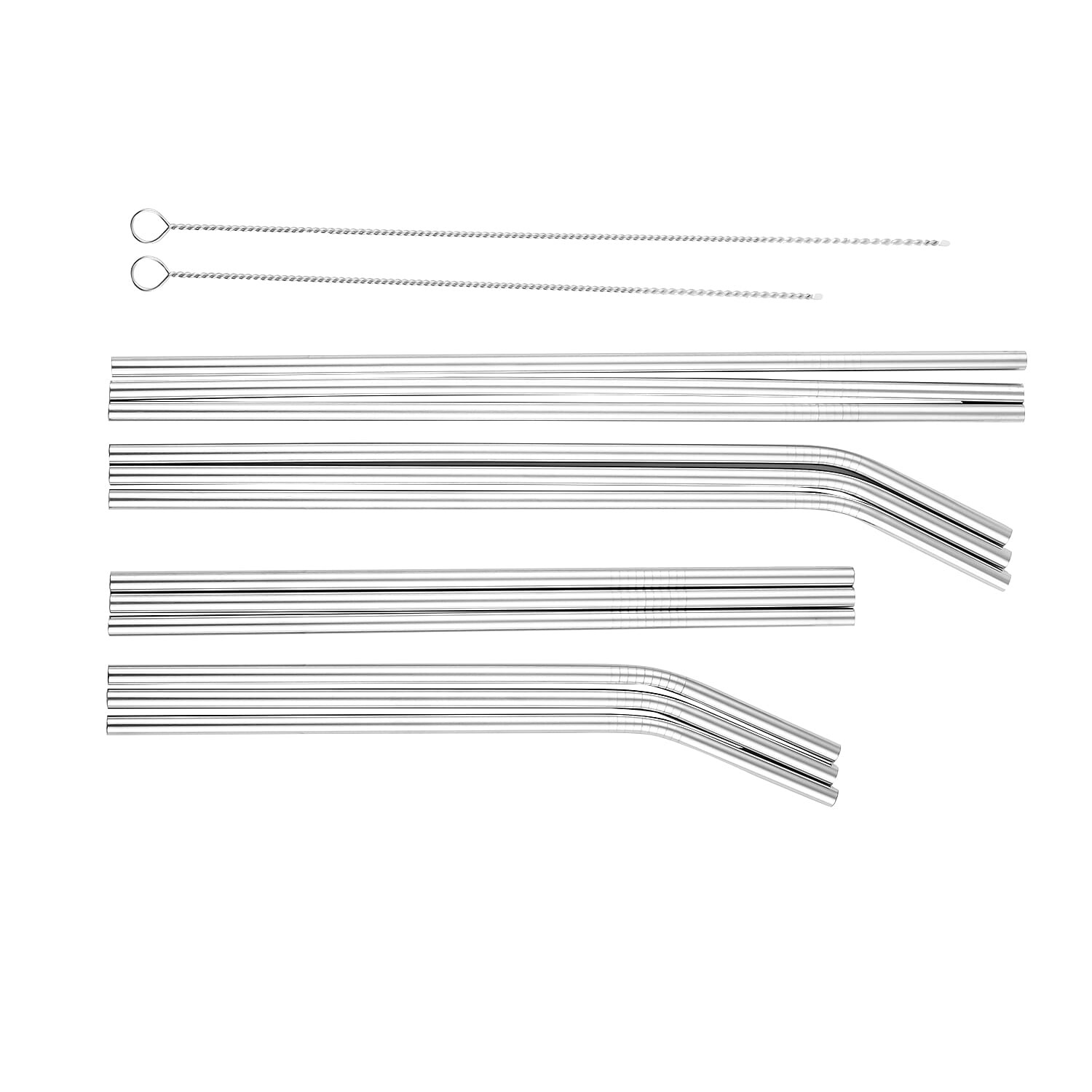 Grand Innovations 14pcs Stainless Steel Straws with Cleaning Brushes