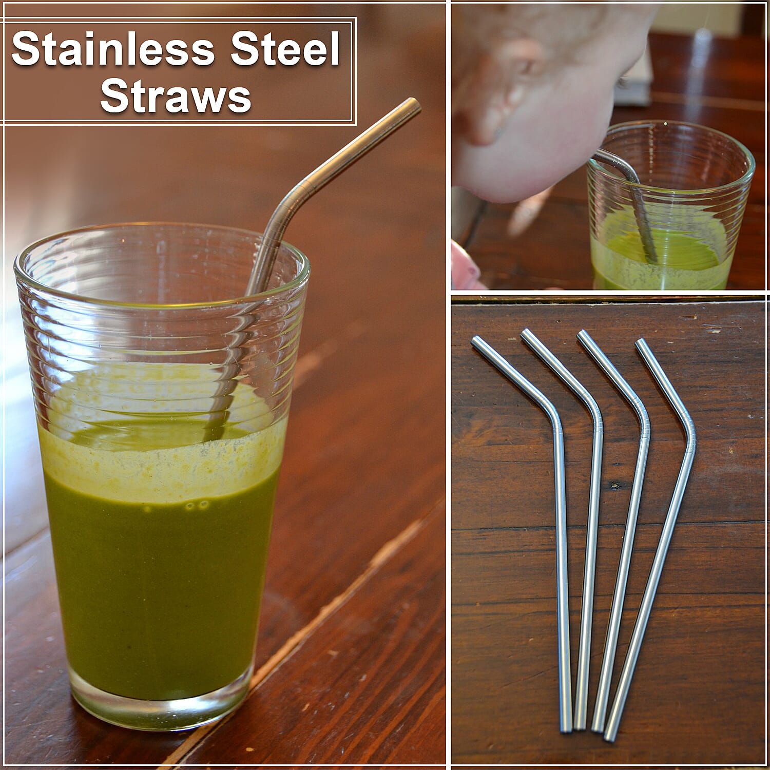 Grand Innovations 14pcs Stainless Steel Straws with Cleaning Brushes