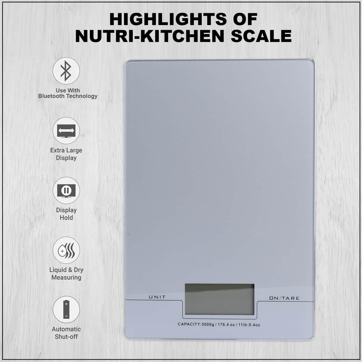 Simple & Co. Nutri-Kitchen Glass Digital Scale with Bluetooth Function image number 2